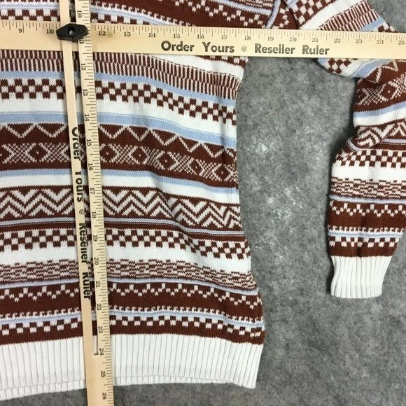 Hollister Sweater XS Womens Fair Isle Oversize Textured Knit Brown Soft Crewneck