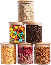 ComSaf 25oz Glass Food Storage Jars Set of 6, Clear Glass Storage Containers