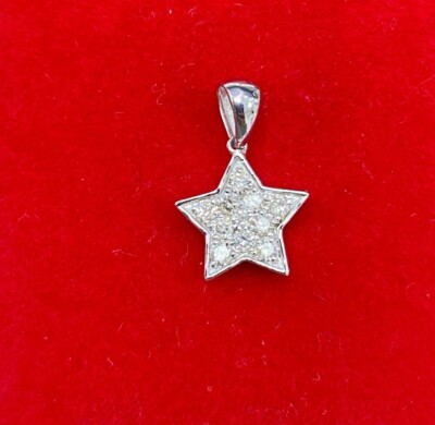 Deal! 0,20ct echter runder Diamant Stern Anhänger Charm 10K Gold