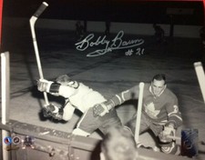 BOBBY BAUN  SIGNED TORONTO MAPLE LEAFS ALL STAR GAME RARE BOBBY HULL 8X10 