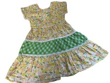 Tahari Girls SZ 5 Dress Floral and Gingham Mixed Print Tiered Lace Detail