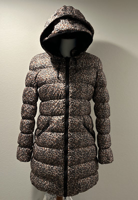 Maison Scotch Punk Radar Women's Leopard Print Down Puffer Coat Size 2 Used Item
