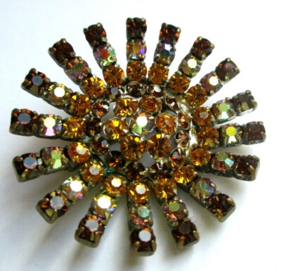 Broche Vintage 1916 - Or Et Cristaux Topaze - Florilège - Superbe Bijou Ancien