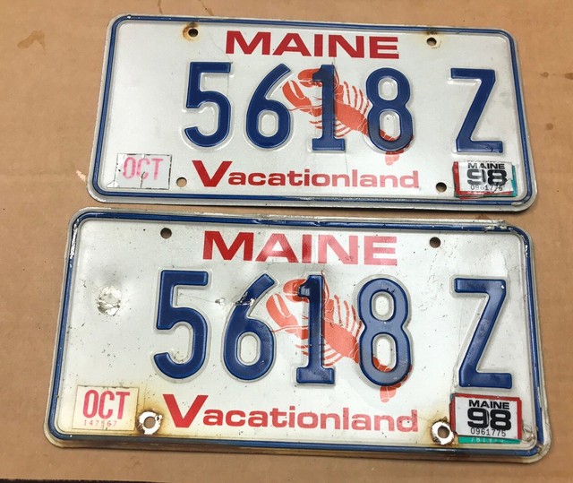 Vintage Maine "Lobster" License Plates Matched Pair eBay
