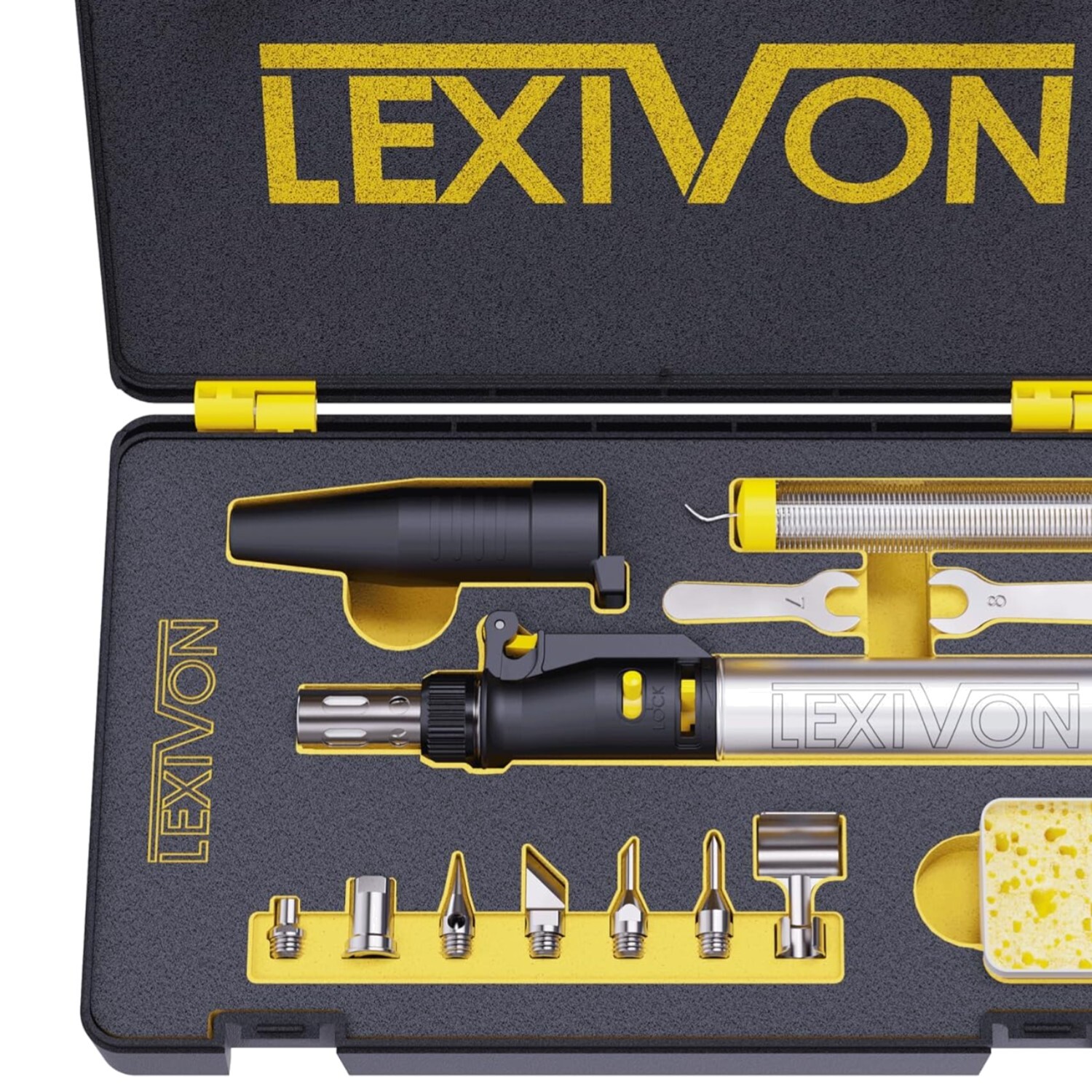 Multi-Purpose Butane Torch Soldering Kit with Ergonomic Design and 7 Accessories