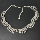 Vintage Kramer Clear Rhinestone Art Deco Style Drop Necklace