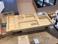 OFFICIAL RAW Triple Flip Bamboo Rolling Tray Magnetic - New