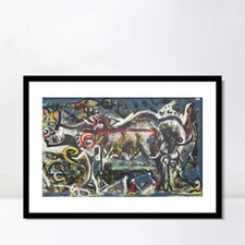 Framed Canvas Giclee Print Art The She-Wolf by Jackson Pollock Abstract 24"x32" 