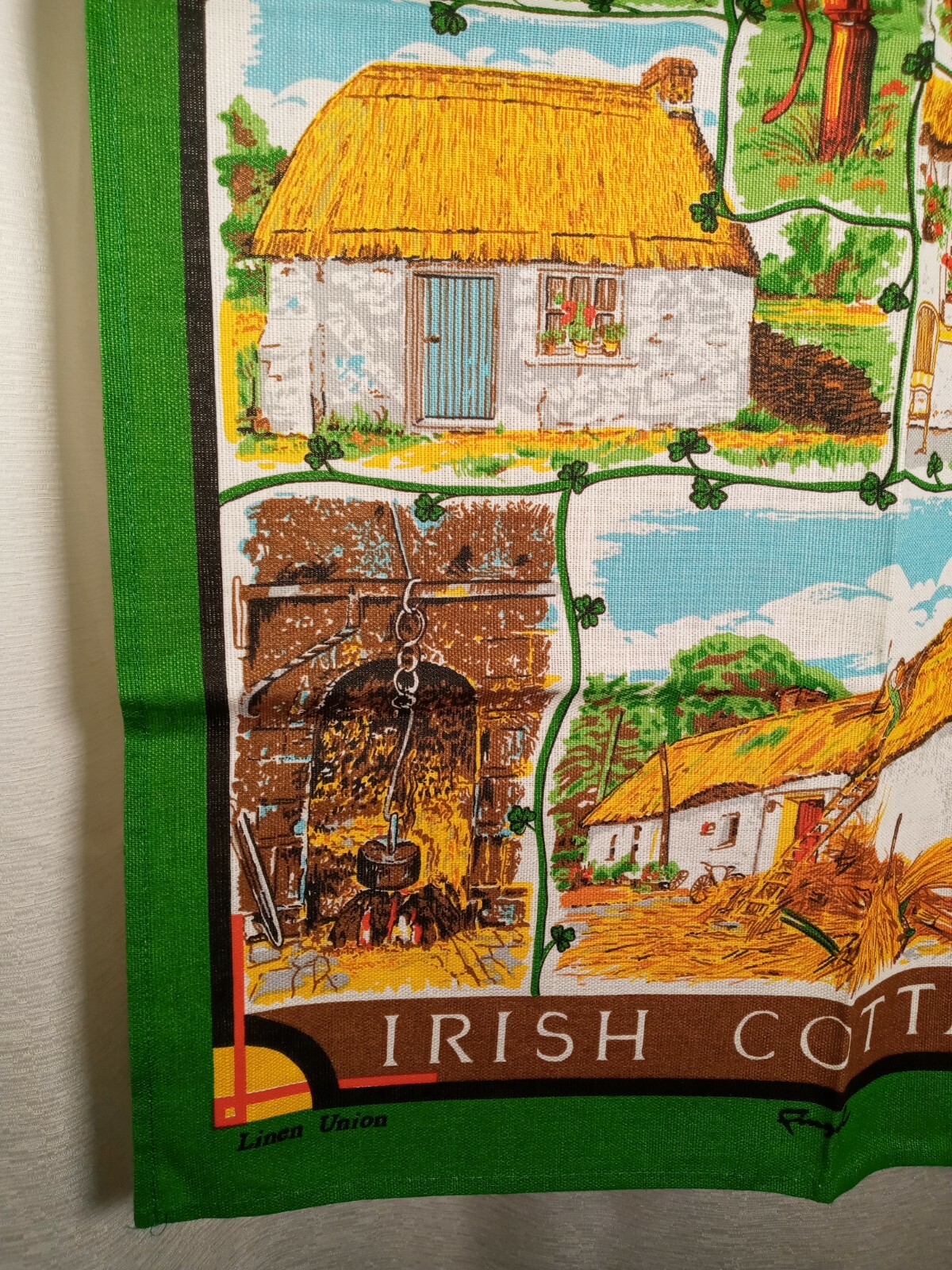 Fingal 100 Linen Irish Cottages Tea Towel 19"x30" New Country Kitchen