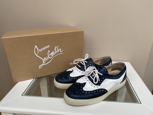 mens navy louboutin trainers