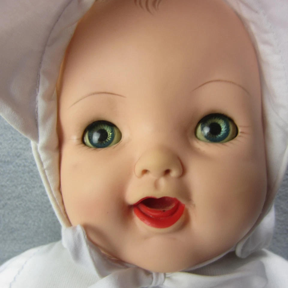 Muñeca bebé Effanbee vintage boca abierta sonrisa cuerpo de tela de aceite 21" Foto 2 de 4