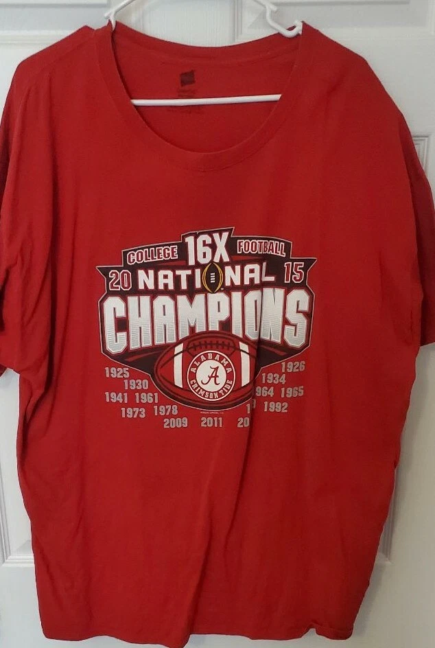 HANES ALABAMA CRIMSON TIDE 16 TIME NATIONAL CHAMPIONS SHIRT 2XL