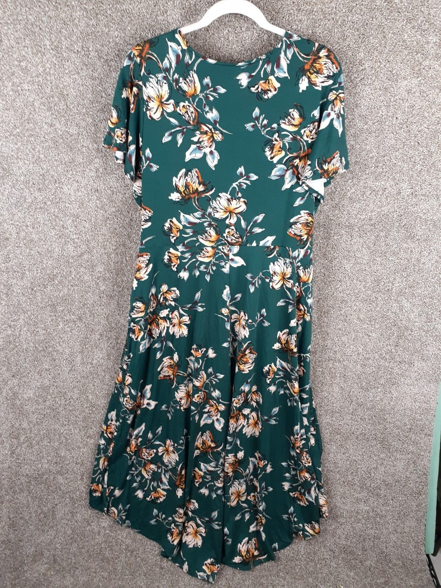 Fortune & Ivy Dress Womens 3X Plus Green Floral Short Sleeve Hi-Low Midi  Knit | eBay