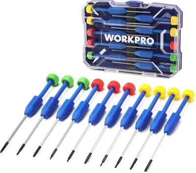 Workpro 10-teiliges Präzisionsschraubendreher-Set mit Gehäuse, magnetischer kleiner Schraubendreher