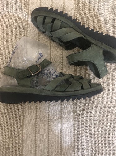 Sandalias con tiras recortadas Zante 38/8 cómodas gamuza verde nobuck - Imagen 2 de 4