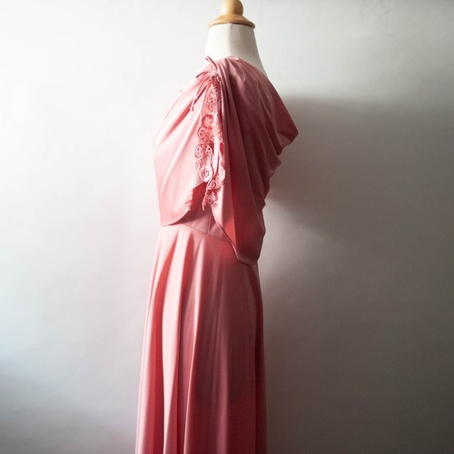 Vintage 1970s Handmade Grecian Floor Length Gown Prom Bridesmaid Dress 25" Waist - Picture 9 of 13