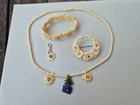 old jewellery, Edelweiss, bundle, bone, vintage bone jewellery, flower design