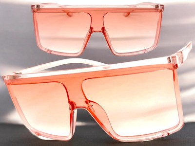 Oversized Exaggerated Modern Retro Shield SUNGLASSES Huge X Large Big Pink Frame