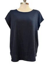 Nautica Womens Shirt Size XXL Cotton Blend Short Sleeve Shirt Navy Blue New 