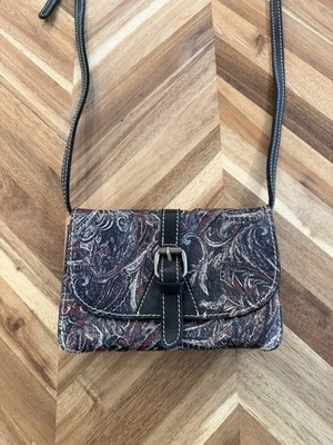 Patricia Nash Floral Paisley Leather Crossbody Bag Small Buckle Detail