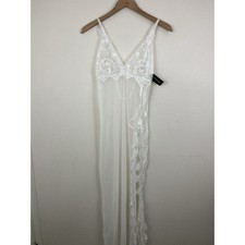 Frederick's Of Hollywood Stephanie Sheer Lace Chemise Teddy Thong Set S Small