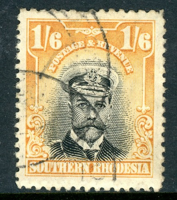 #ad #ad Southern Rhodesia 1924 British KGV 1#x27;6p Black amp; Yellow Admiral SG #11 VFU S847 $200.00