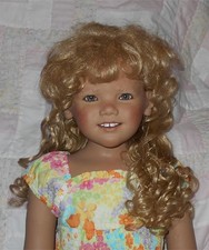 Playhouse UNKNOWN Doll Wig SZ 15/16 GOLDEN BLONDE Long Loose Curls Buffon Bangs