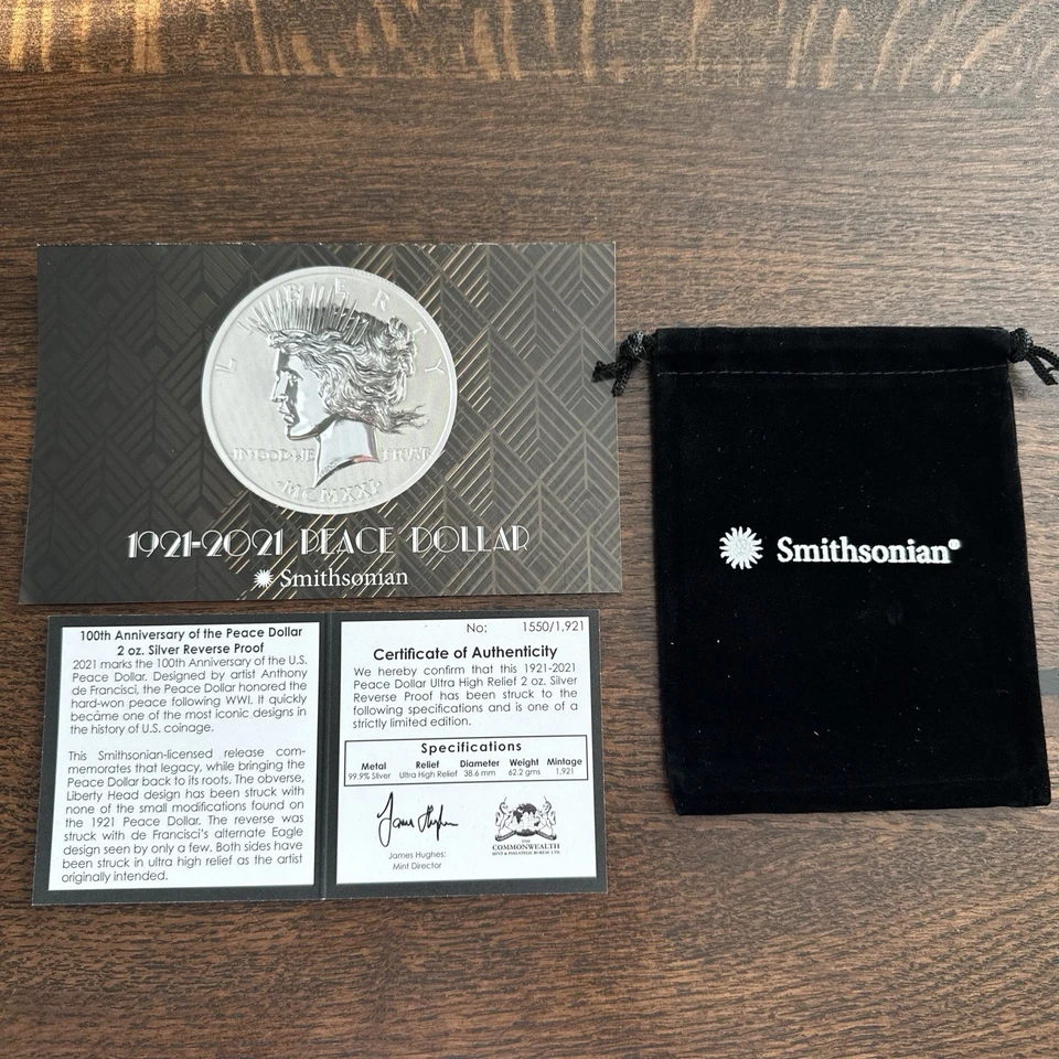 2021 Smithsonian Peace Dollar 100th Anniversary UHR 2oz Silver NGC Rev PF70 - Image 2 of 4