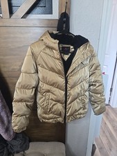 Jordan Jacket Boys Youth Medium Gold Hooded Puffer Jumpman Flawed N76