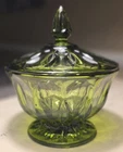 Vintage Anchor Hocking Fairfield Avocado Green Covered Candy Dish with Lid