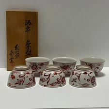 Japanese Aoi Kiln Tea Bowl Minisize Kumidashi Chawan Set of 6 w/box From Japan