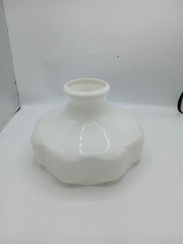 Antique Original Milk Glass Oil Lamp Shade 10 In Fitter, Patterned