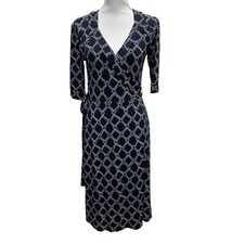 Merona Navy and White Wrap Style Dress Size Small