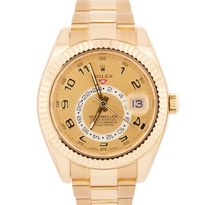 Rolex Sky-Dweller CHAMPAGNE ARABIC 18K Yellow Gold 42mm 326938 Watch BOX