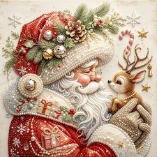 Santa Claus Christmas Pearl Diamond Art Kit for Adults 12 x 12 Inch