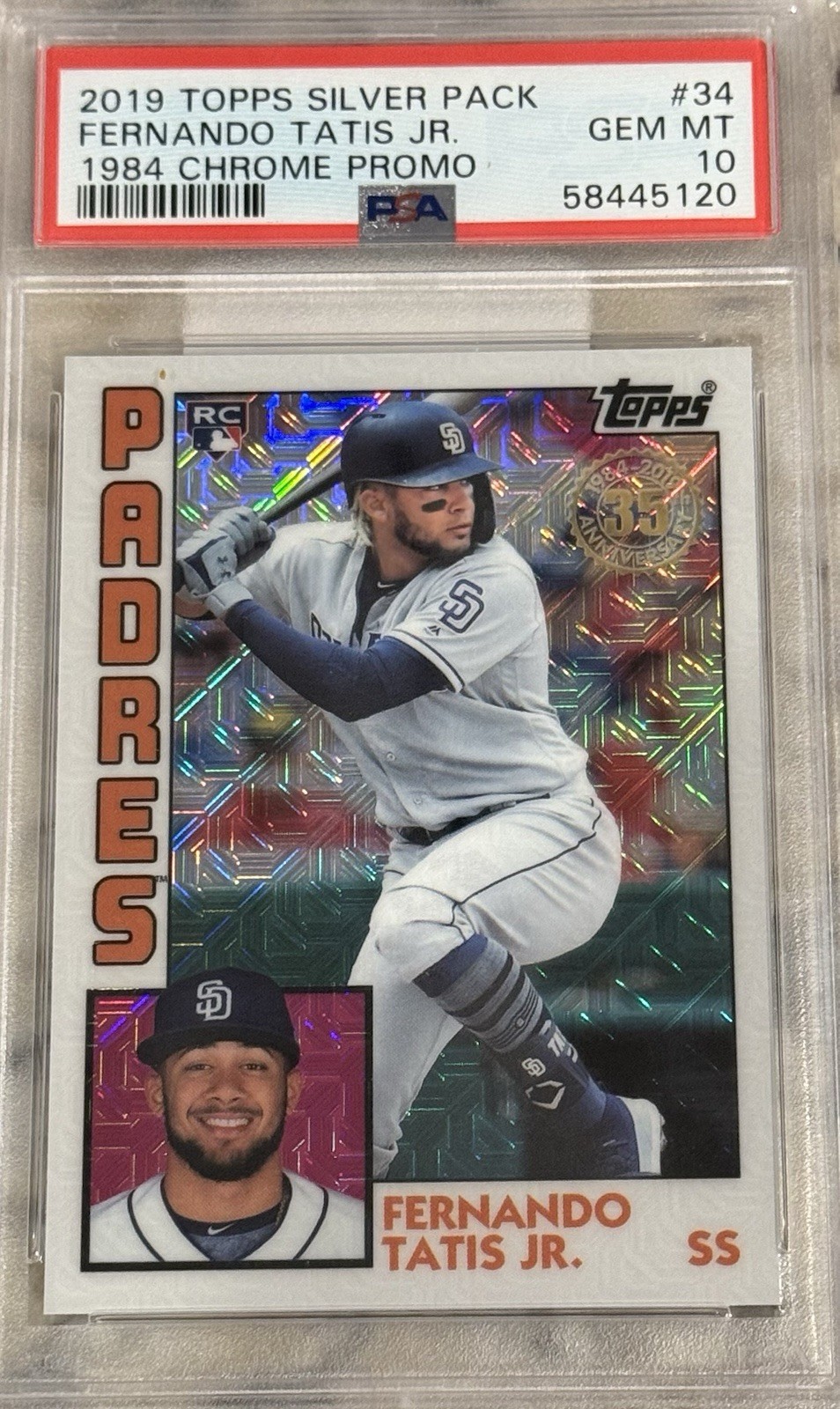 2019 Topps Silver Pack Chrome Fernando Tatis Jr. Rookie 1984 Promo PSA 10 Padres