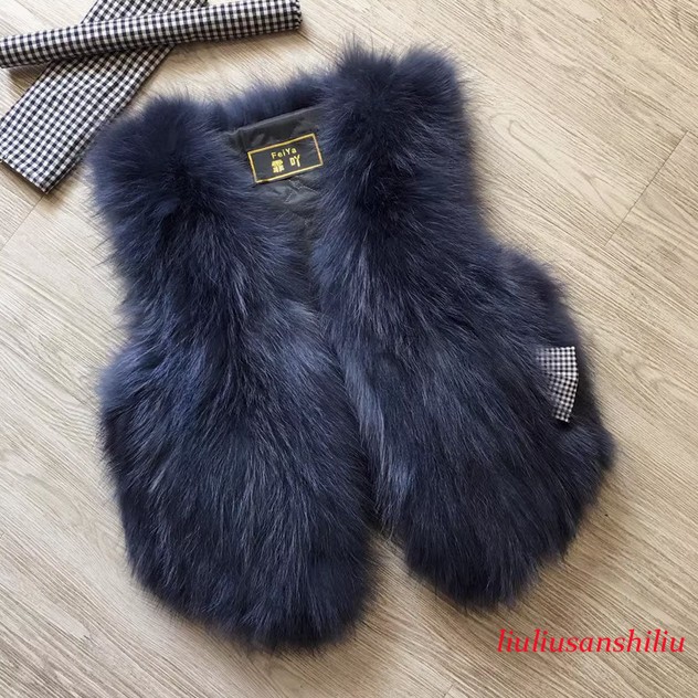 Fox Fur Vest Women's Short Real Fur Autumn Winter Gilet Waistcoats Sleeveless