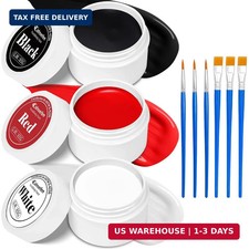 3 Colors White Black Red Face Body Paint Halloween Kit, Oil Based