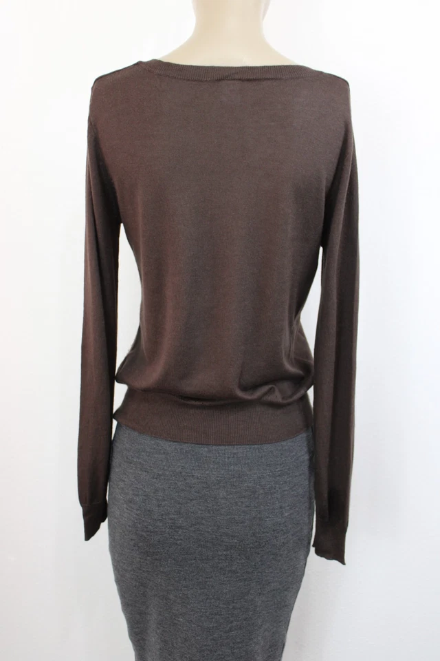 Suéter Marrón Petit Bateau Talla 16 ANS Manga Larga Seda Algodón Mezcla Cachemira S Foto 3 de 4