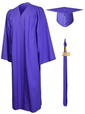 Matte Graduation Gown Cap Tassel Set 2025 for High School and Bachelor Purple...