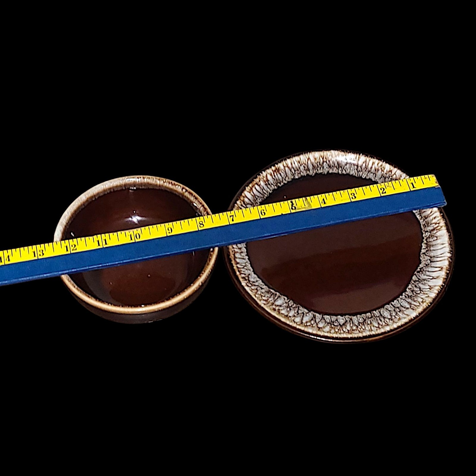 Vintage Brown Drip Glaze  Plate and Bowl Stamped USA 