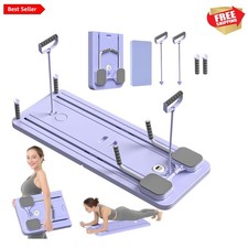 Portable Home Pilates Reformer Board with Adjustable Resistance Phone Stand
