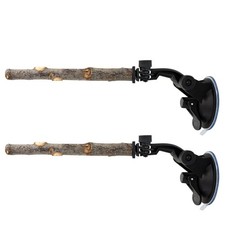 2 Pieces Suction Cup Bird Perch Adjustable Portable Mount Wooden Stand Perches