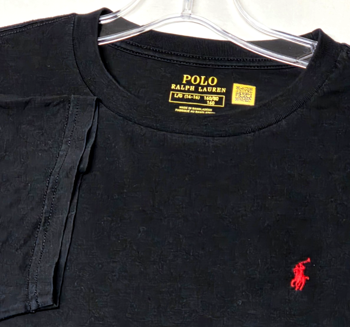 Polo Ralph Lauren T Shirt Nera Teen L G (14 16) Rosso Pony Logo Manica Corta