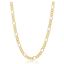 VFK 18K Gold Plated 4.5mm Figaro Chain Necklace