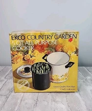 Vintage Ekco Country Garden Porcelain Clad Cookware 5qt Steamer Boiler Italy NIB
