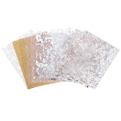 15 Sheets Scrapbook Textured Paper, Gold Foil Style, 3.9x5.5 Inch, Orange-Red