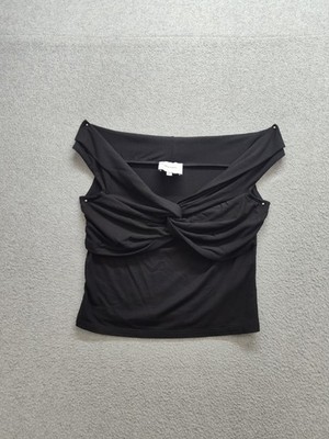 Reformation Women Top M Black Off The Shoulder Twist Knot Front Summer Going Out