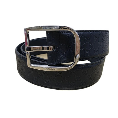 Gucci Microloguchi Shima Leather Gg Belt 449716 Men'S Navy