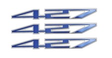 427 Ci Engine Fender Trunk Blue Silver Aluminum 5 34 Emblems - Set Of 3 427 Ci Engine Fender Trunk Blue Silver Aluminum 5 34 Emblems - Set Of 3
